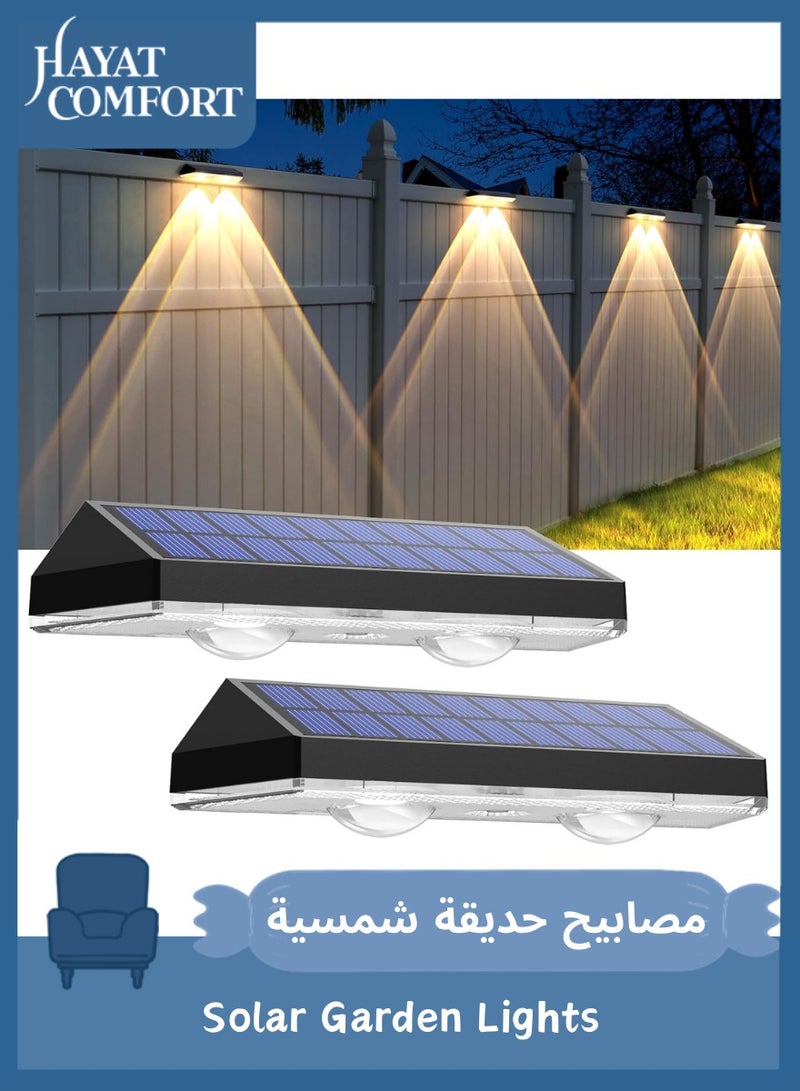 Hayat Comfort 2 Pack Solar Fence Lights, Solar Powered ABS Outdoor Lights, Warm White Neutral White Cool White 3 Lighting Modes Solar Garden Lights for Outdoor Fence Patio Yard Stair Railings Pool and Wall, Home Garden Lighting - Image 1